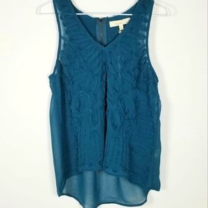 Medium Teal textured semi-sheer tank